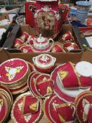 Two boxes to include Victorian pink tea ware etc