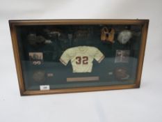 An American football reproduction framed display