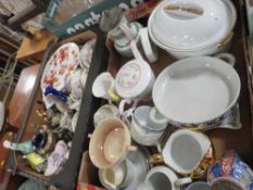 Two trays of assorted ceramics together with a tray glassware