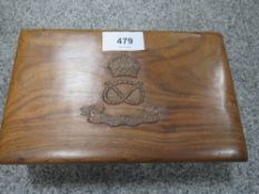 A WWI South Staffordshire Regiment carved wood box