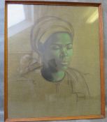 A MID CENTURY VLADIMIR TRETCHIKOFF PRINT - BAUSTO GIRL, framed and glazed, overall 62 x 52 cm