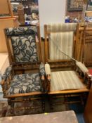 A near pair of Edwardian rocking chairs. (2)