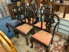 A set of six early 20th century mahogany dining chairs. S/D