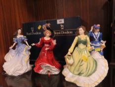 Four Royal Doulton figurines to include April