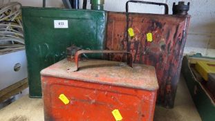 Three vintage fuel cans