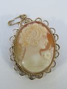 A hallmarked 9 carat gold cameo brooch approx weight 9.7g