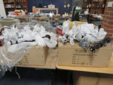 Two boxed eight branch multi-tier chandeliers - contents not checked