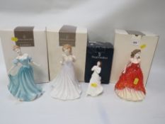 Four boxed Royal Doulton figurines to include Claudia