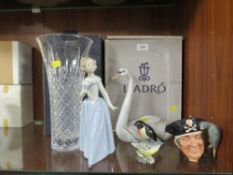 A small quantity of ceramics and glass to include a Lladro boxed swan
