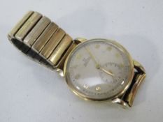 A gentlemens Omega automatic gold plated wrist watch with bumper movement