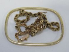 A selection of yellow metal to include a bangle