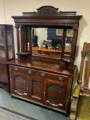 A large Art Nouveau mahogany mirror back sideboard