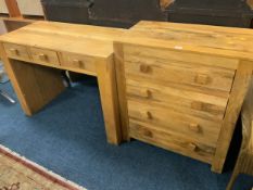 A modern four drawer chest and console table. (2)