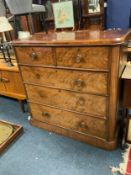 A Victorian mahogany chest of five drawers
