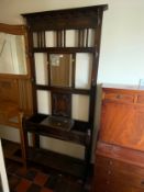 An antique oak bobbin turned hall stand