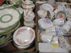 Two trays of assorted ceramics to include Spode and Minton etc