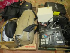 Two trays of assorted electricals to include cameras etc