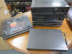 Three Technics stereo stacking separates together with a turntable