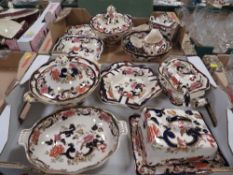 Two trays of assorted masons Mandalay to include a pair of lidded tureens