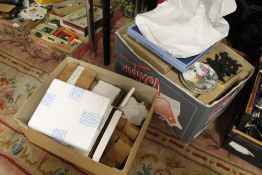 Two trays of assorted collectors plates and ceramics