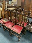 A set of six vintage oak barleytwist chairs