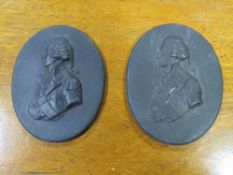 Two Wedgwood style black basalt plaques of Nelson