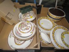 Two trays of assorted ceramics to include retro ware together with a typewriter