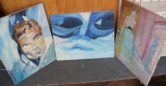 Three assorted oil on canvas impressionist scenes