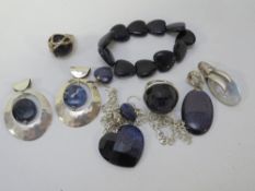 A selection of silver/hardstone costume jewellery
