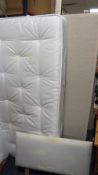 A single divan bed and mattress with headboard