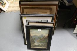 A collection of assorted pictures and prints to include landscape oil paintings