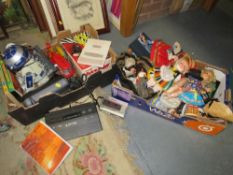 Two trays of vintage toys and dolls etc.