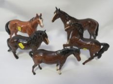A tray of assorted Beswick horses, Royal Doulton and other horses