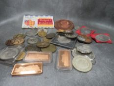 A box of collectors coins and medals