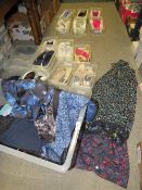 A large quantity of boxed shoes and a collection of gym ware to include Clarks, Lipsy London,