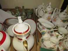 Two trays of assorted tea ware and ceramics to include Royal Albert Berkeley, Wedgwood Jasperware