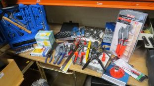 A tray of tools to include spanners and screwdrivers