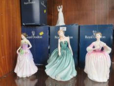Four boxed Royal Doulton figurines to include Sarah