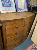 A 19th century mahogany bowfront five drawer chest. S/D