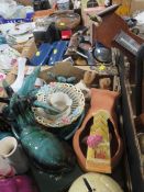 Three trays of assorted ceramics and collectables etc