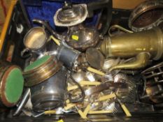 A tray of plated and metalware