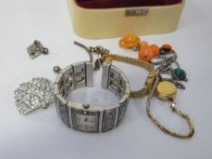 A collection of assorted vintage wristwatches, costume jewellery etc
