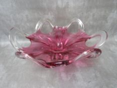 JOSEPH HOSPODKA FOR CHRIBSKA, a large vintage mid 20th century Czech studio glass decorative bowl, H