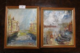 Frederick John England - a pair of small oil on boards depicting Venetian scenes