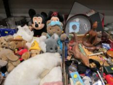 Two trays of assorted collectables to include two books of stamps, soft toys etc