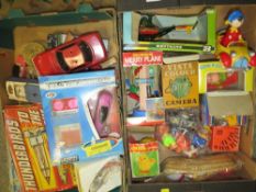 Two trays of assorted vintage toys