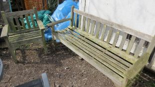A hardwood garden bench and chair (2 pc set)