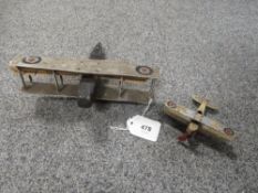 Two scratch built toy aeroplane models