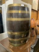 A vintage oak and brass bound barrel H 57 cm