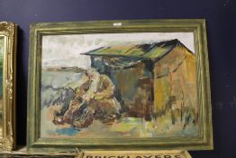 Frederick John England - an oil on board depicting a seated man